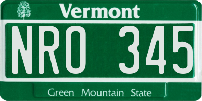 VT license plate NRO345