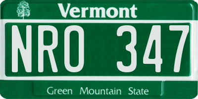 VT license plate NRO347