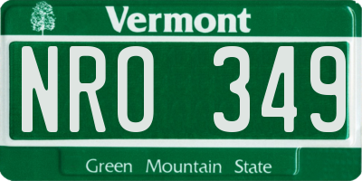 VT license plate NRO349