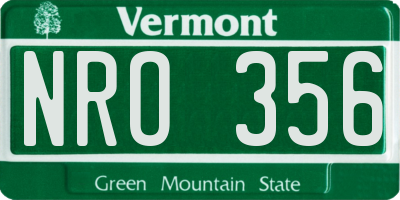 VT license plate NRO356