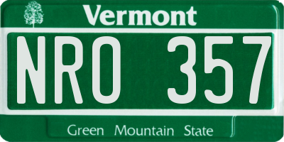 VT license plate NRO357