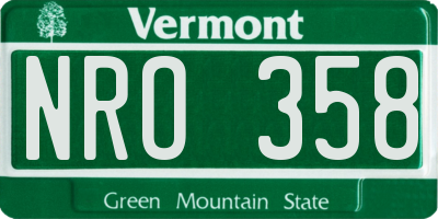 VT license plate NRO358