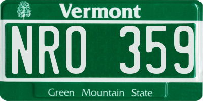 VT license plate NRO359