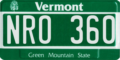 VT license plate NRO360