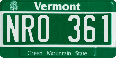 VT license plate NRO361