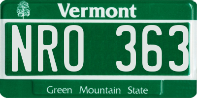 VT license plate NRO363