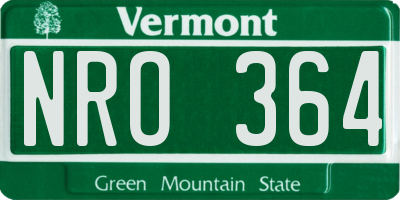 VT license plate NRO364