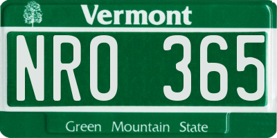 VT license plate NRO365