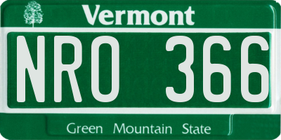 VT license plate NRO366