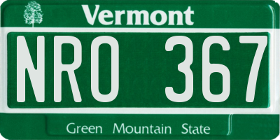VT license plate NRO367