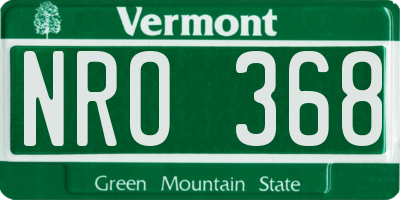 VT license plate NRO368
