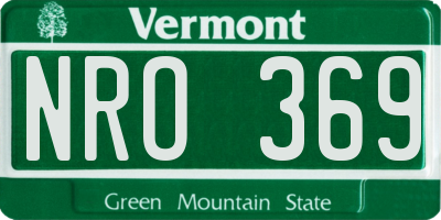 VT license plate NRO369