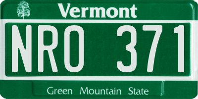 VT license plate NRO371