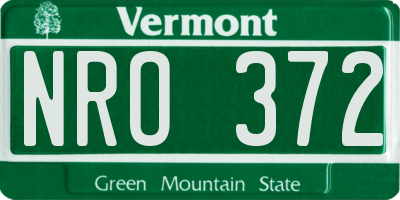 VT license plate NRO372