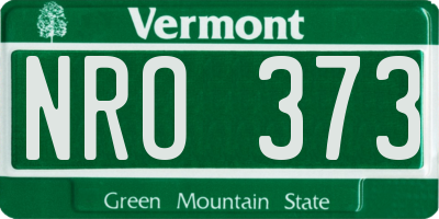 VT license plate NRO373