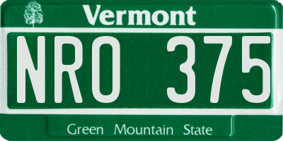 VT license plate NRO375