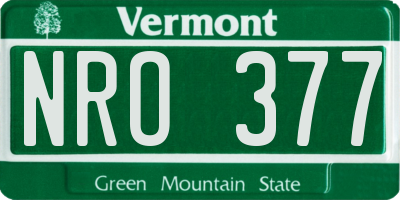VT license plate NRO377