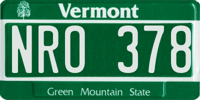 VT license plate NRO378