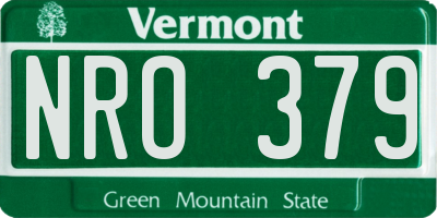 VT license plate NRO379