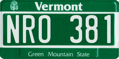 VT license plate NRO381