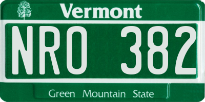 VT license plate NRO382