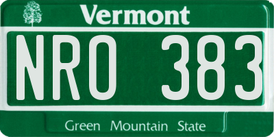 VT license plate NRO383