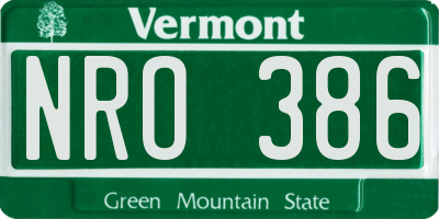 VT license plate NRO386