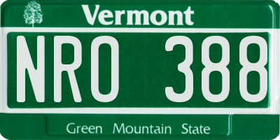 VT license plate NRO388