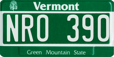 VT license plate NRO390