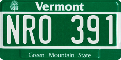 VT license plate NRO391