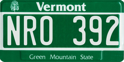 VT license plate NRO392