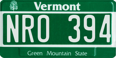 VT license plate NRO394
