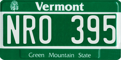 VT license plate NRO395