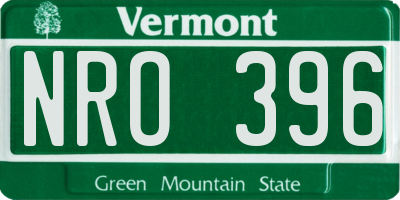 VT license plate NRO396