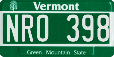 VT license plate NRO398