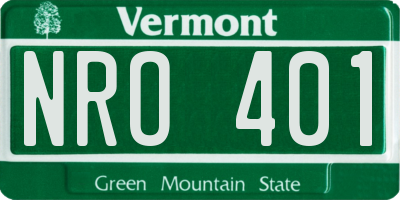 VT license plate NRO401