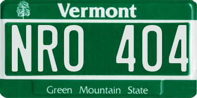 VT license plate NRO404