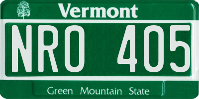 VT license plate NRO405