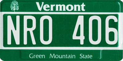 VT license plate NRO406