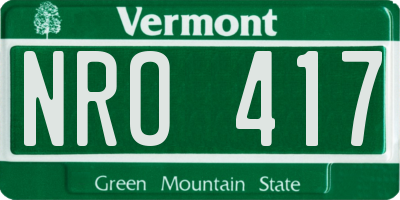 VT license plate NRO417