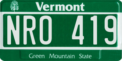 VT license plate NRO419