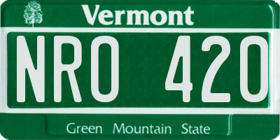 VT license plate NRO420