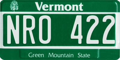 VT license plate NRO422