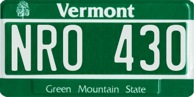 VT license plate NRO430