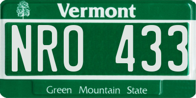VT license plate NRO433