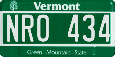 VT license plate NRO434