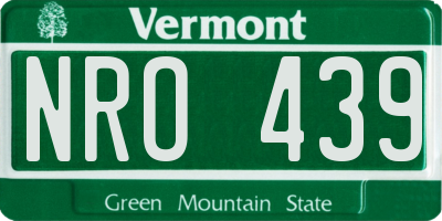 VT license plate NRO439