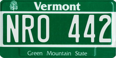VT license plate NRO442