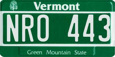 VT license plate NRO443