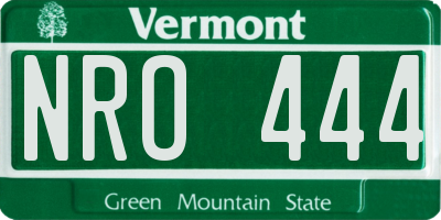 VT license plate NRO444